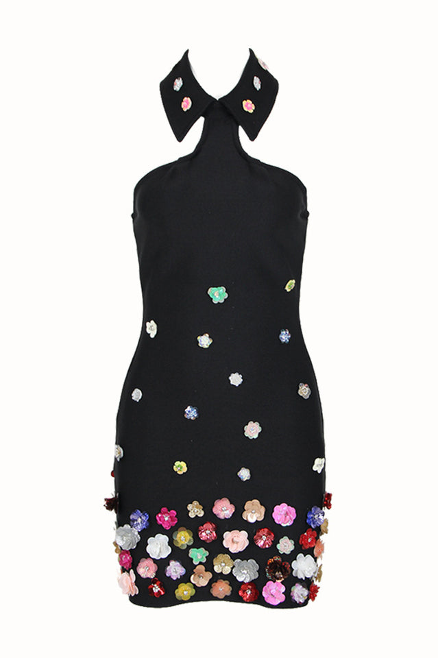 Gunnel Flower Embellished Bandage Dress - Riyosa®