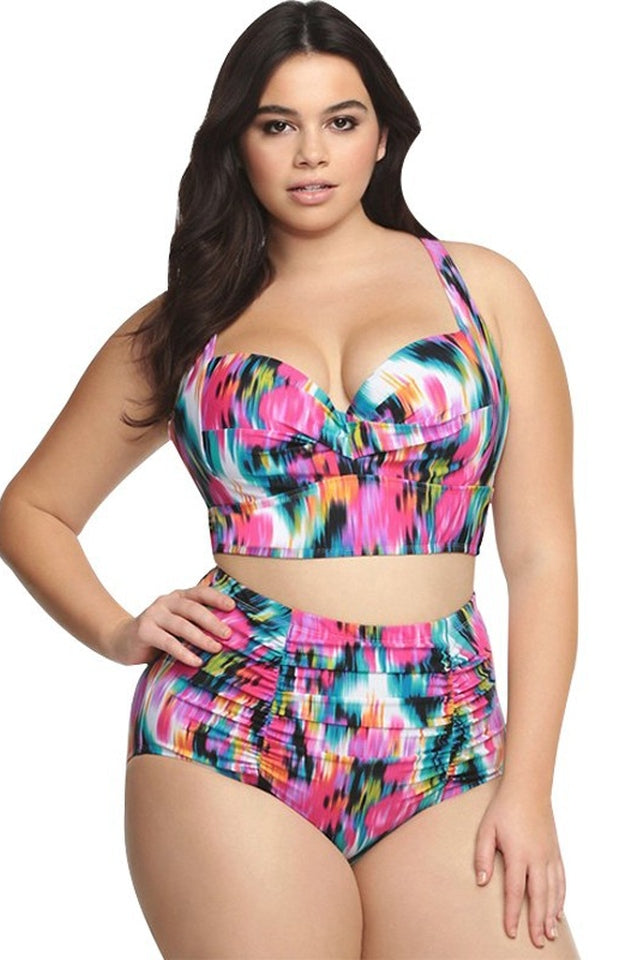 (L-5XL) Tropical Print Bikini Set - Riyosa®