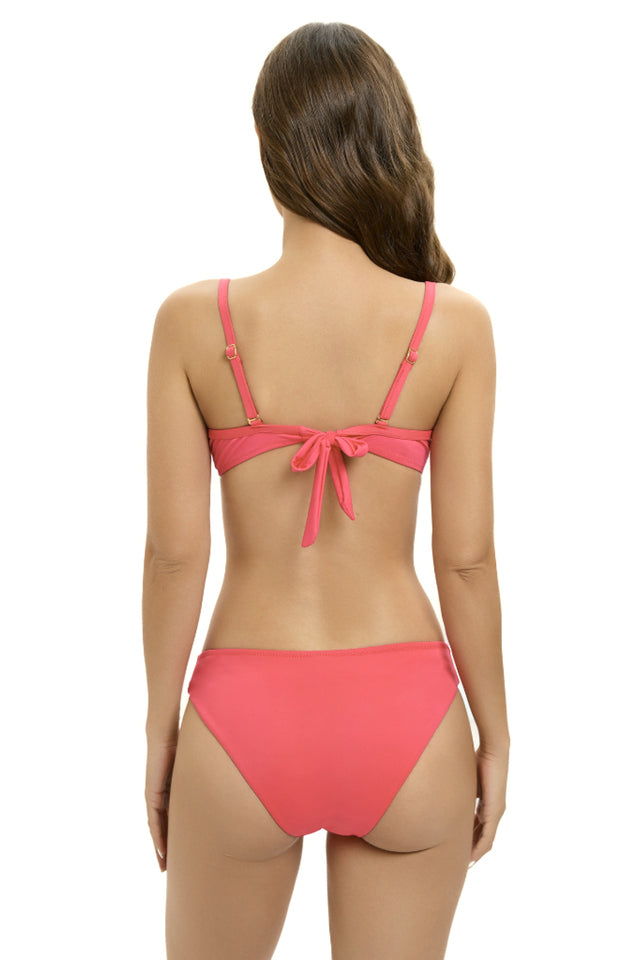 Solid Color Tie Front Bikini Set - Riyosa®