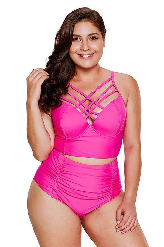 (M-3XL) Cross-Chest Tankini Set - Riyosa®