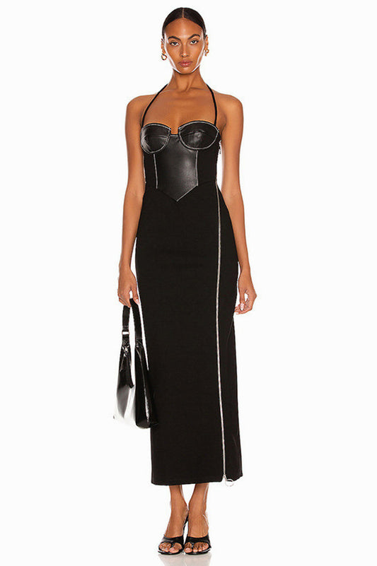 Black Halter Maxi Dress - Riyosa®