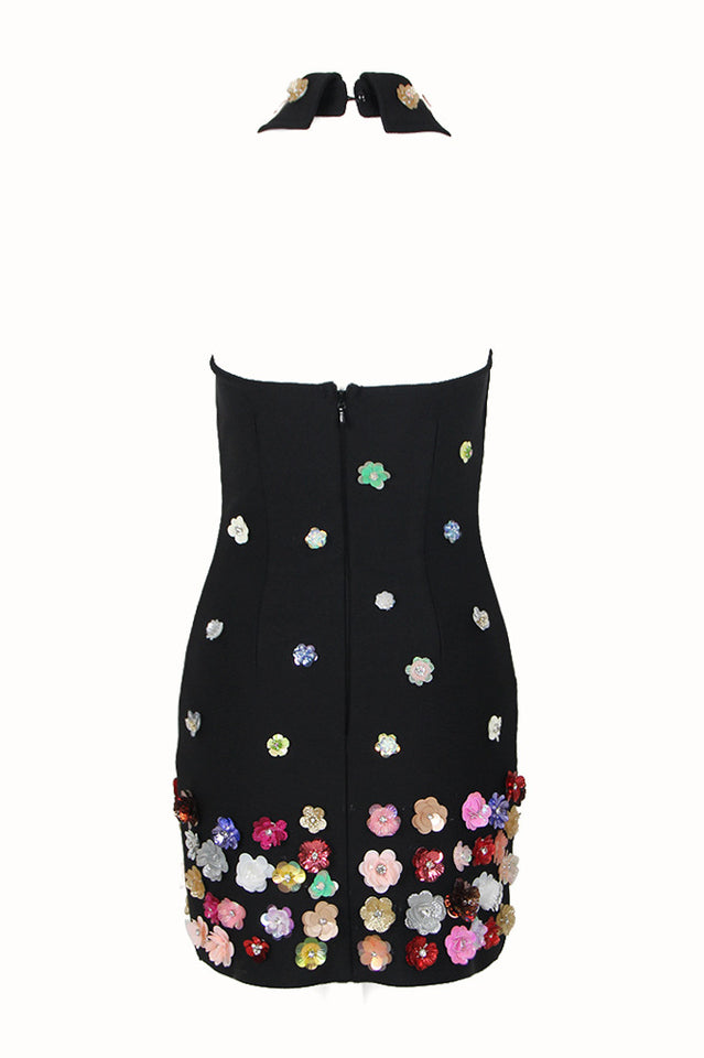 Gunnel Flower Embellished Bandage Dress - Riyosa®