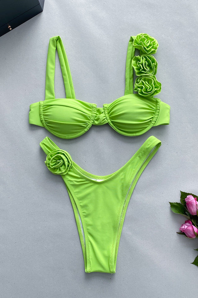 Push Up Flower Decoration Bikini Set - Riyosa®