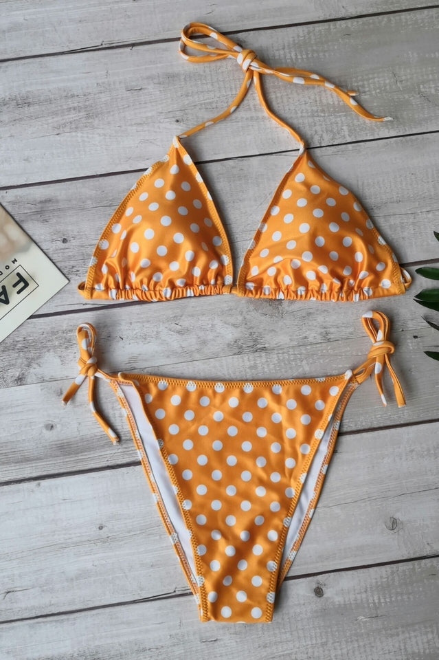 Polka Dot Print Push Up Brazilian Swimsuit - Riyosa®