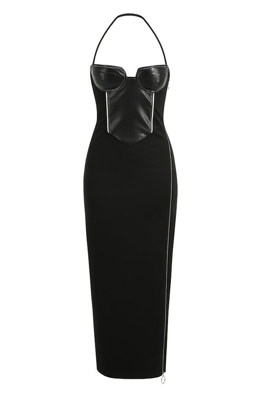 Black Halter Maxi Dress - Riyosa®