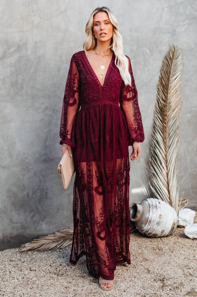 Boho Lace Maxi Dress - Riyosa®