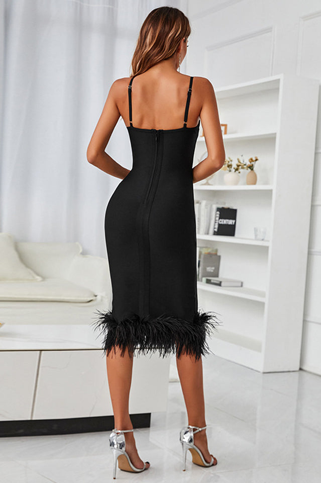 Cayia Feather Midi Bandage Dress - Riyosa®