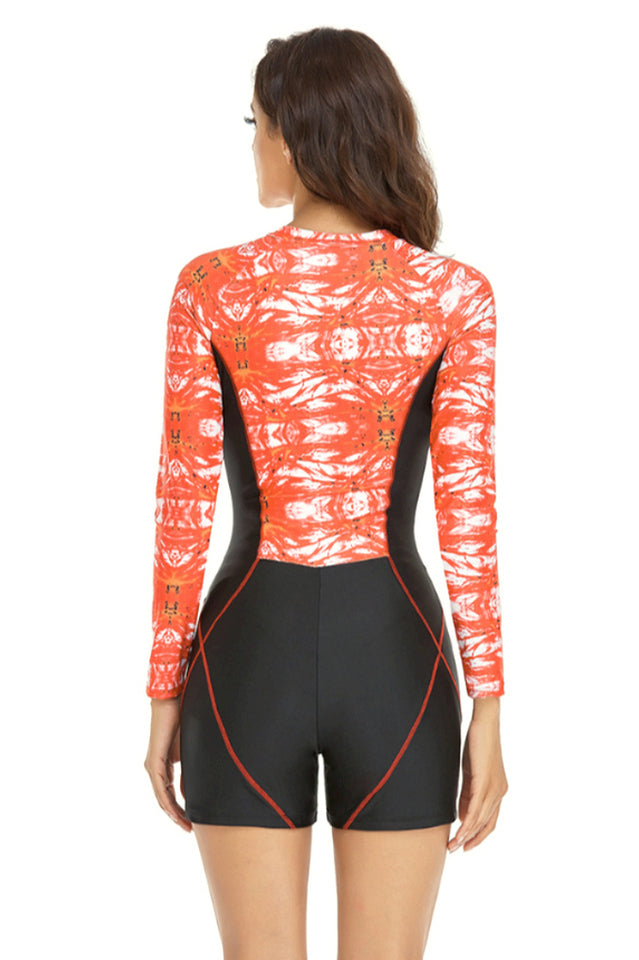 Surf Print Long Sleeve One Piece Swimsuit - Riyosa®