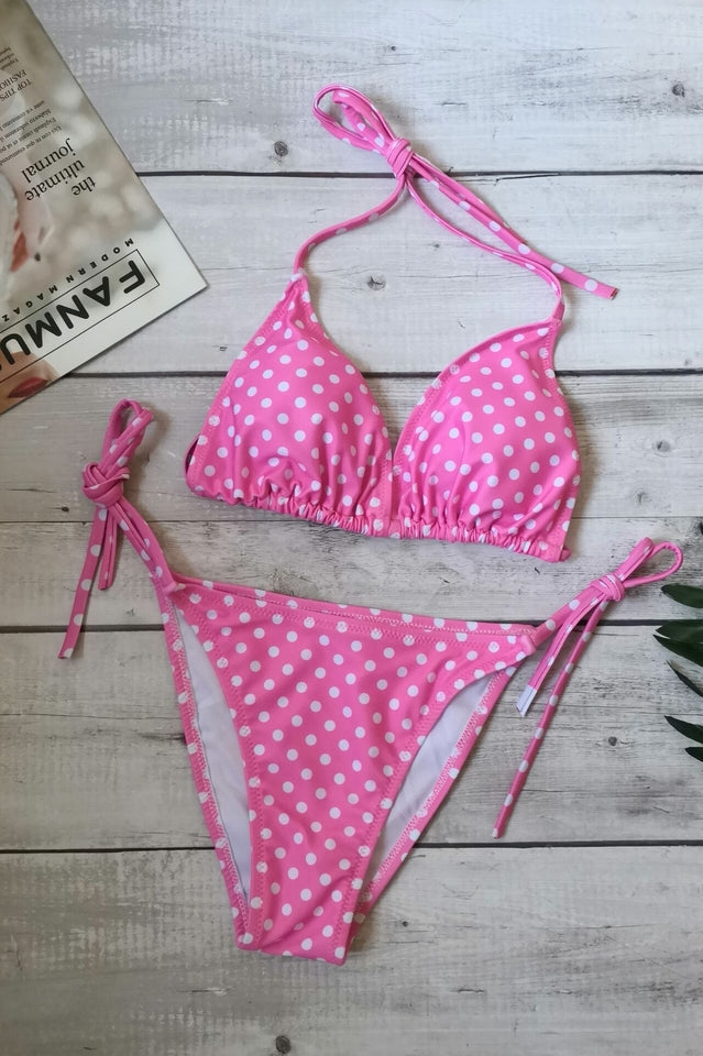 Polka Dot Print Push Up Brazilian Swimsuit - Riyosa®