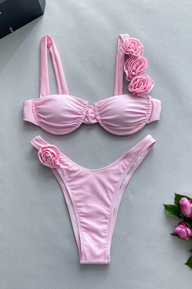 Push Up Flower Decoration Bikini Set - Riyosa®