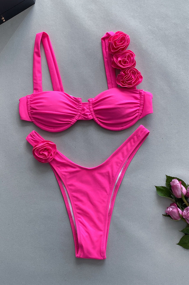 Push Up Flower Decoration Bikini Set - Riyosa®