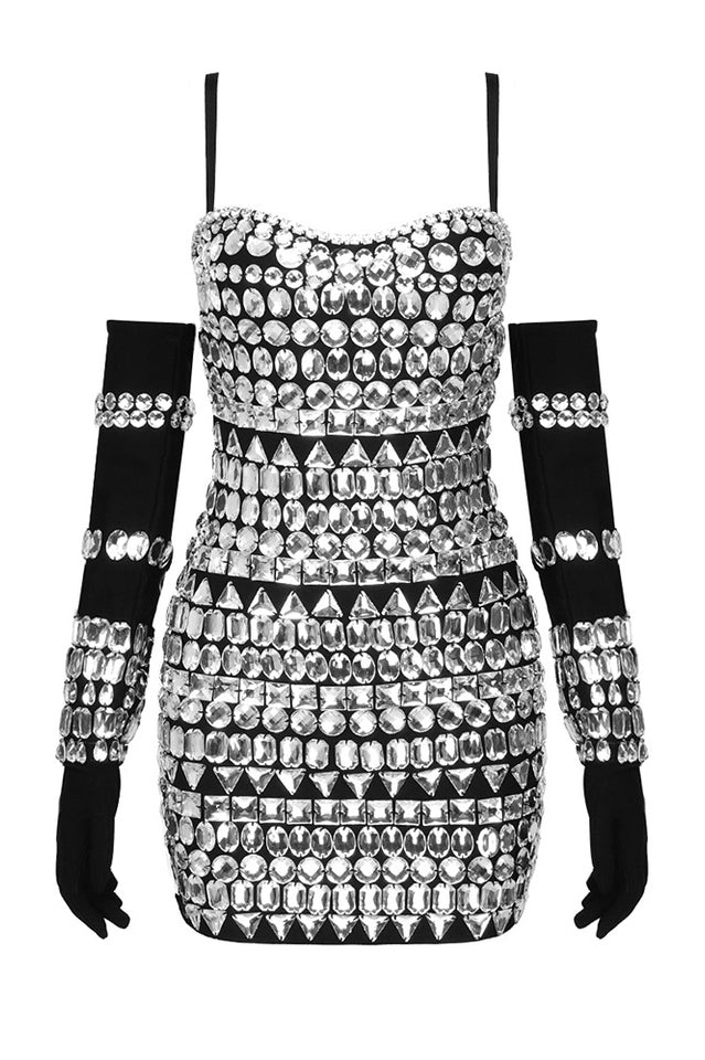 Brisbane Rhinestones Embellished Mini Dress - Riyosa®