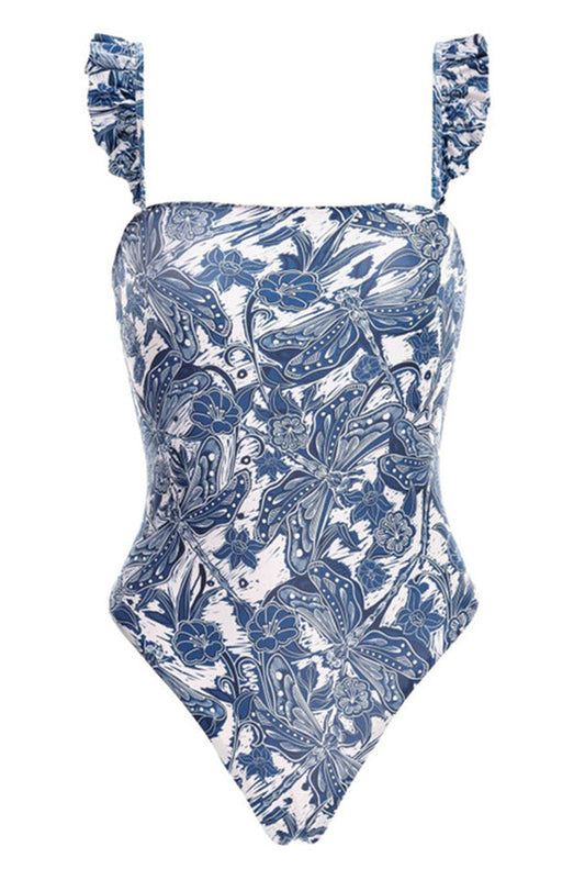 Ruffled Square Neck One Piece Swimsuit - Riyosa®