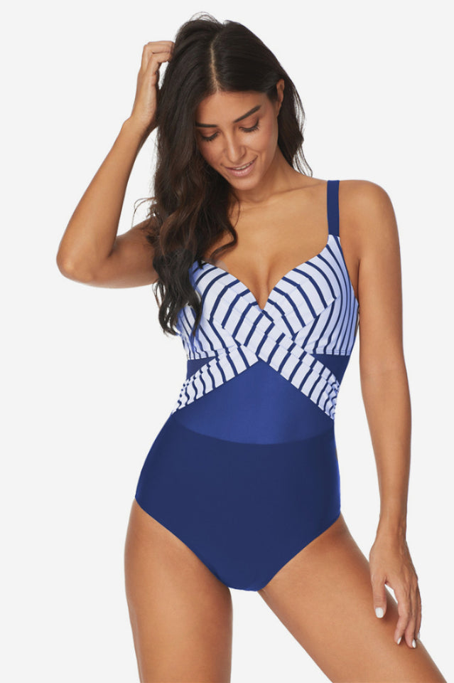 Mesh Striped One Piece Swimwear - Riyosa®