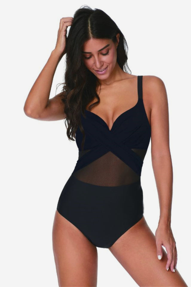 Mesh Striped One Piece Swimwear - Riyosa®