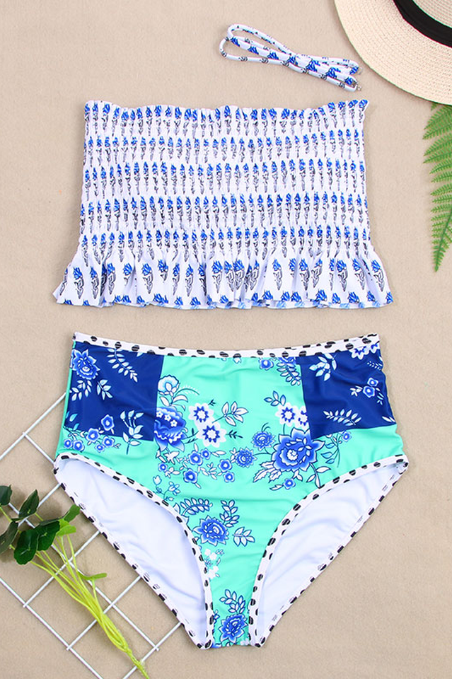 Floral Print High Waist Bikini Set - Riyosa®