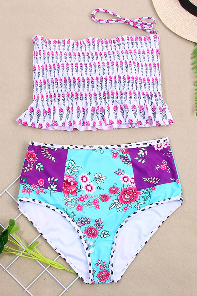 Floral Print High Waist Bikini Set - Riyosa®