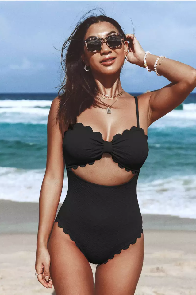 Knotted Scalloped One Piece Swimsuit - Riyosa®