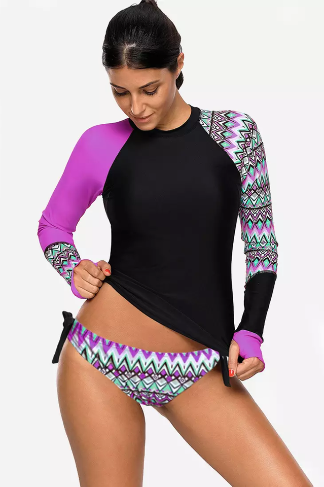 Vansa Printed Long Sleeve Swimsuit Set - Riyosa®