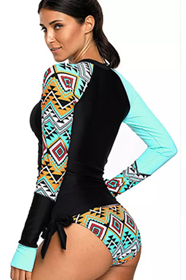 Vansa Printed Long Sleeve Swimsuit Set - Riyosa®