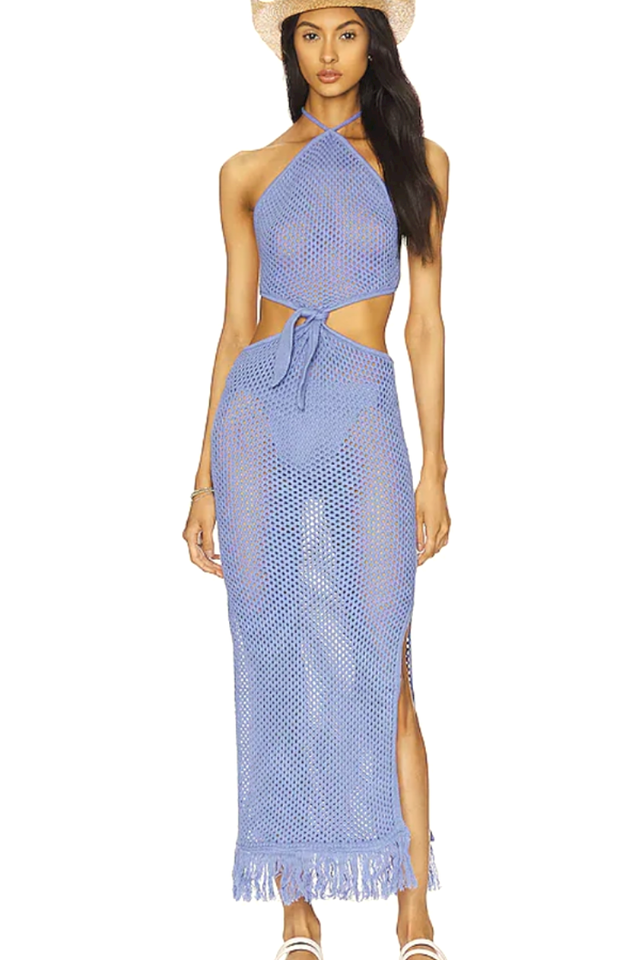 Blue Jean Crochet Fringe Maxi Dress - Riyosa®