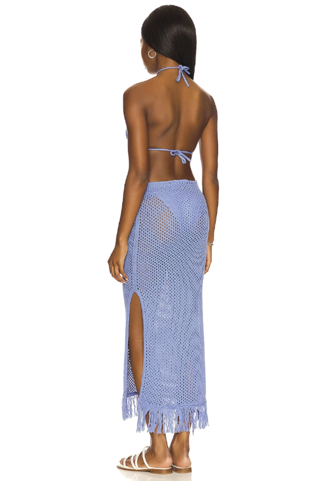 Blue Jean Crochet Fringe Maxi Dress - Riyosa®