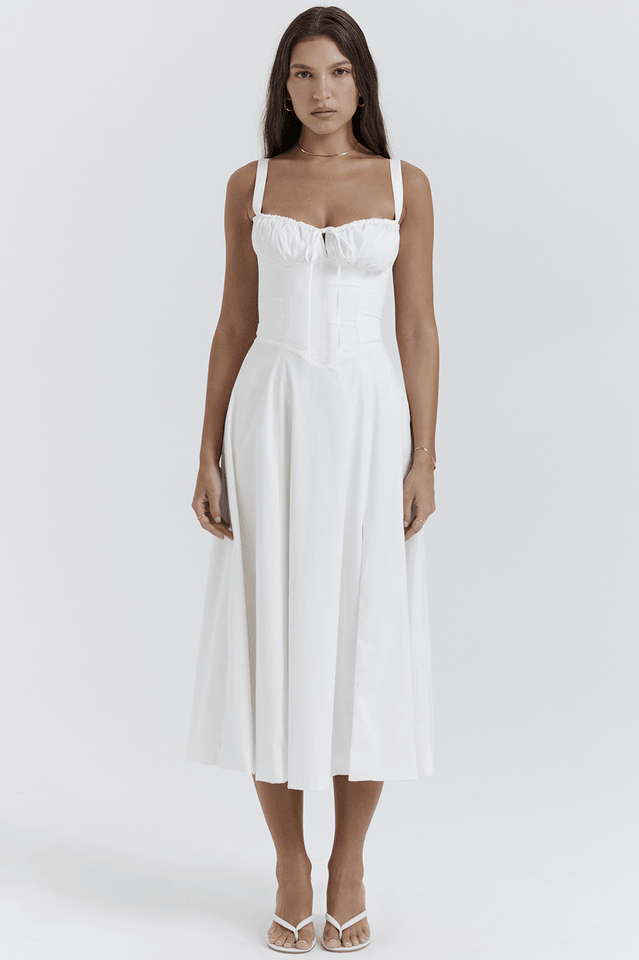 Carmen White Bustier Sundress - Riyosa®