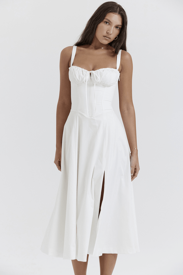 Carmen White Bustier Sundress - Riyosa®