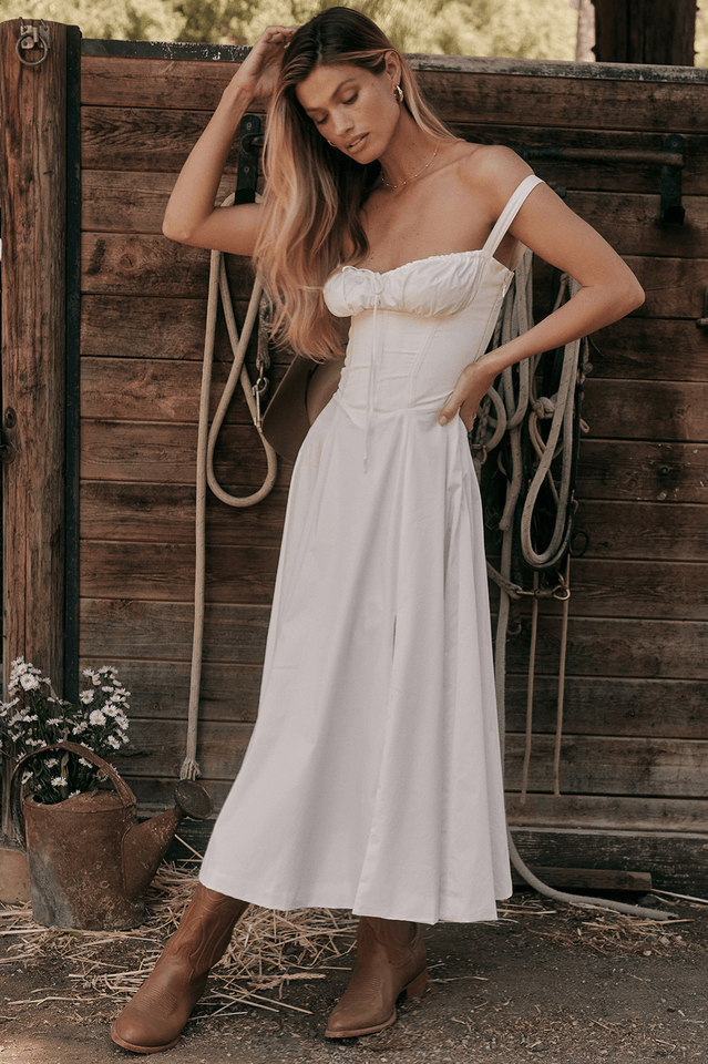 Carmen White Bustier Sundress - Riyosa®