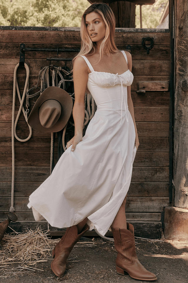 Carmen White Bustier Sundress - Riyosa®