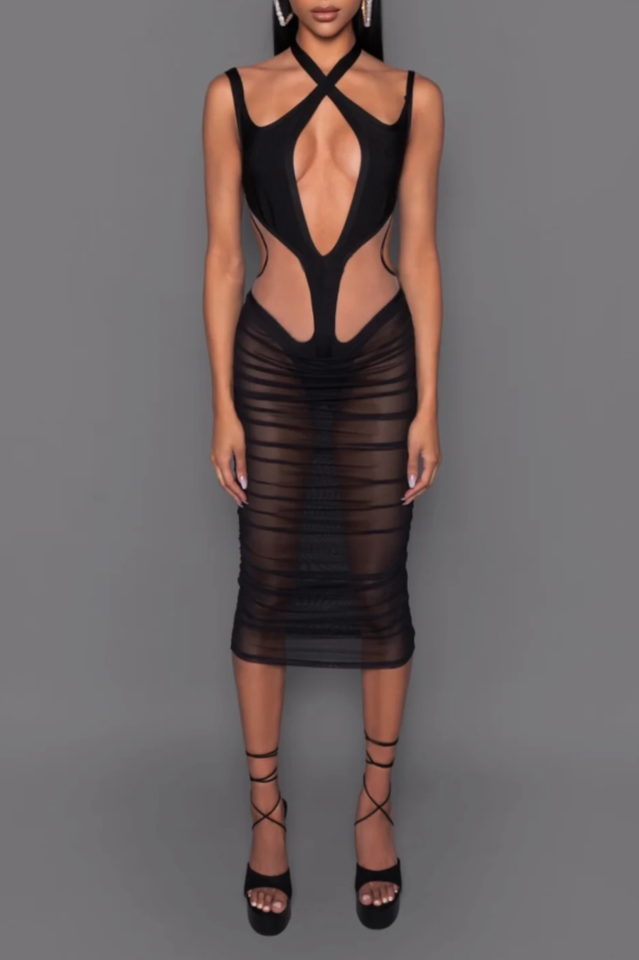 Cutout See Through Mesh Dress - Riyosa®