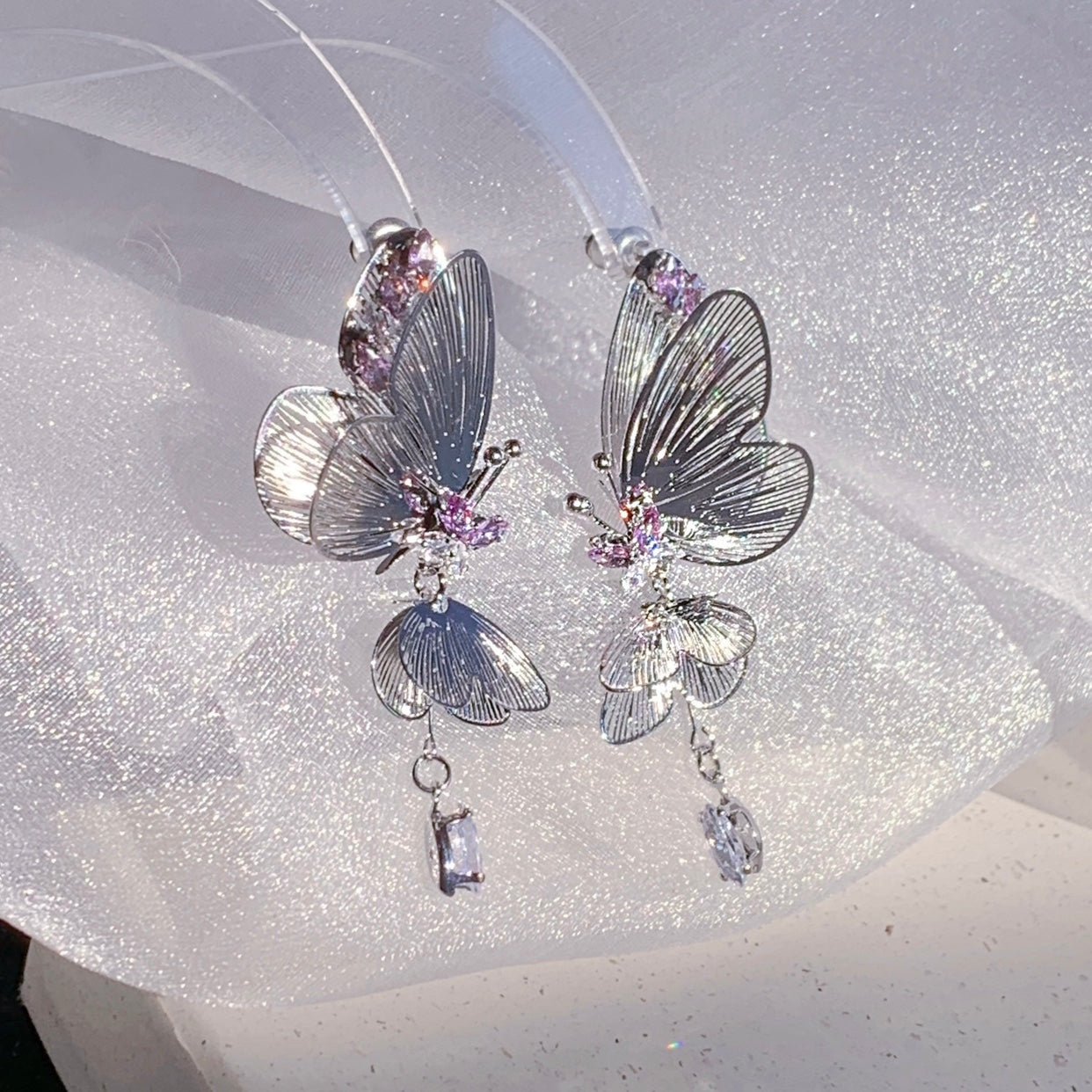 Amethyst Butterfly Earrings - Hypoallergenic - Abbott Atelier