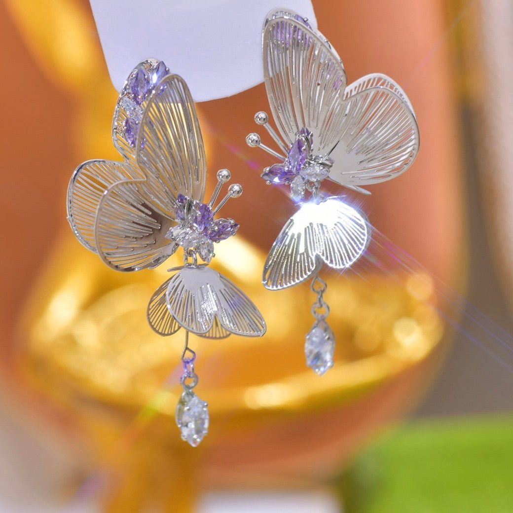 Amethyst Butterfly Earrings - Hypoallergenic - Abbott Atelier