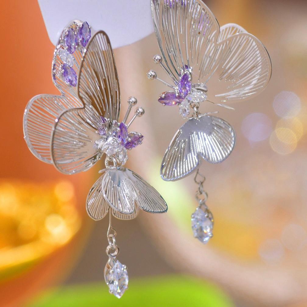 Amethyst Butterfly Earrings - Hypoallergenic - Abbott Atelier