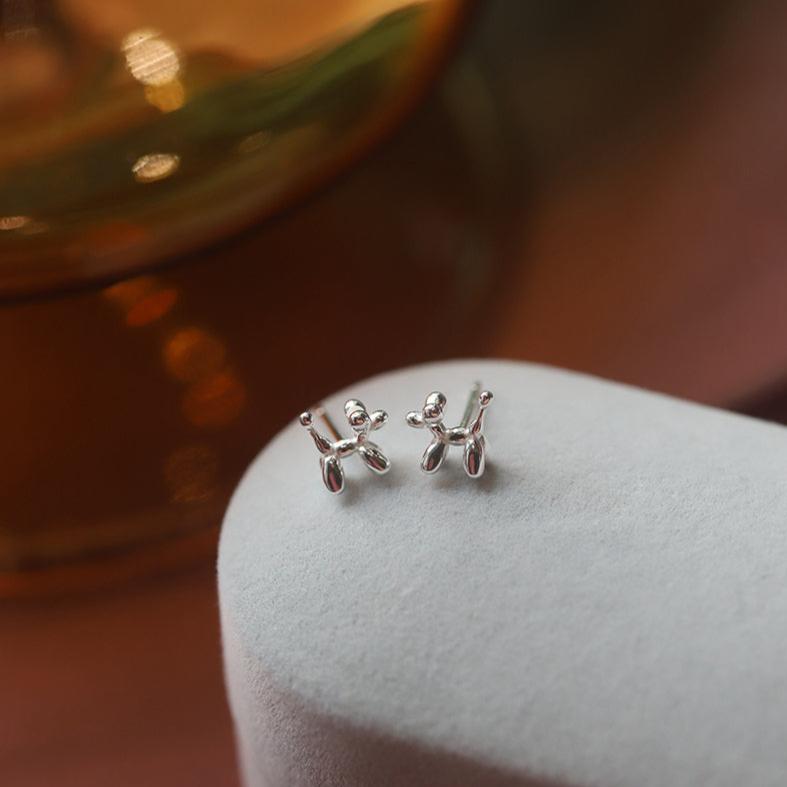 Balloon Dog Stud Earrings (Solid Silver) - Hypoallergenic - Abbott Atelier