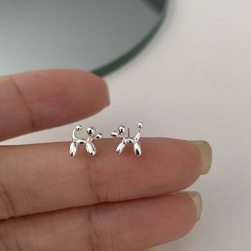 Balloon Dog Stud Earrings (Solid Silver) - Hypoallergenic - Abbott Atelier