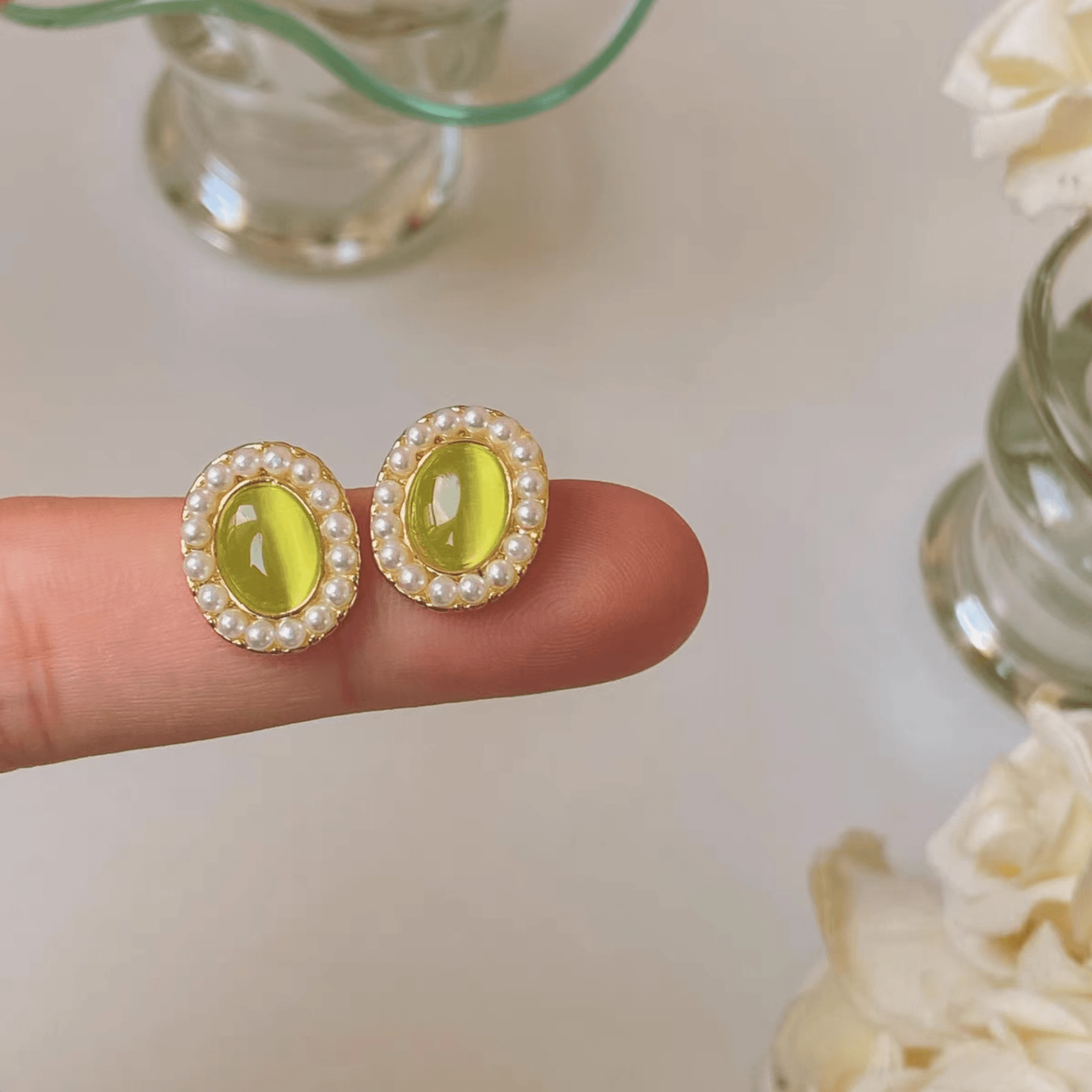 Baroque Stud Earrings - Olivia - Hypoallergenic - Abbott Atelier