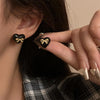 Black Heart Bow Earrings - Hypoallergenic - Abbott Atelier