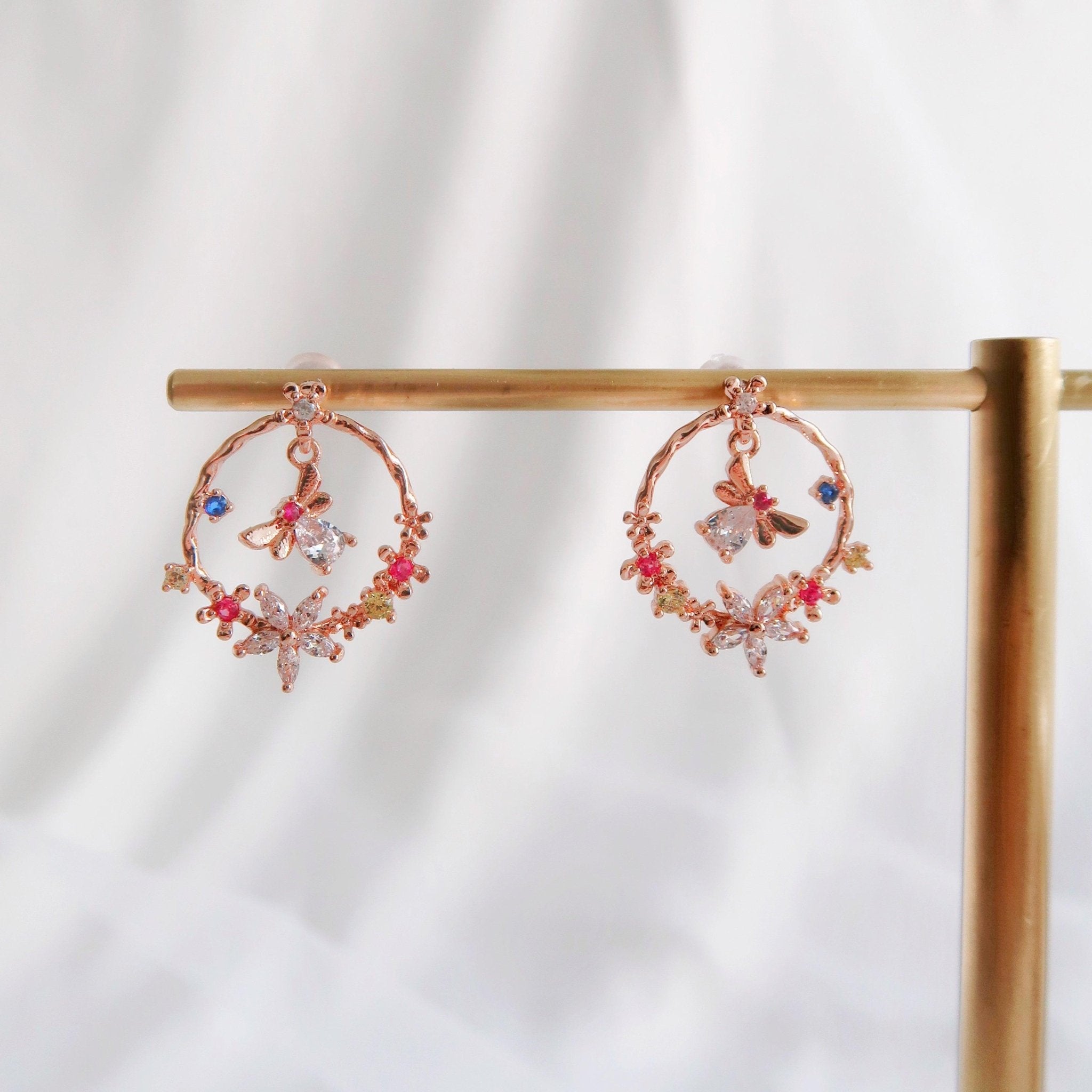 Butterfly Flower Earrings - Hypoallergenic - Abbott Atelier