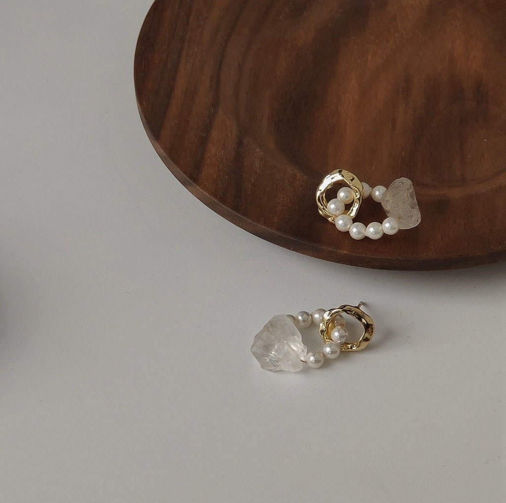 [Clearance] Clear Quartz Earrings - Hypoallergenic - Abbott Atelier