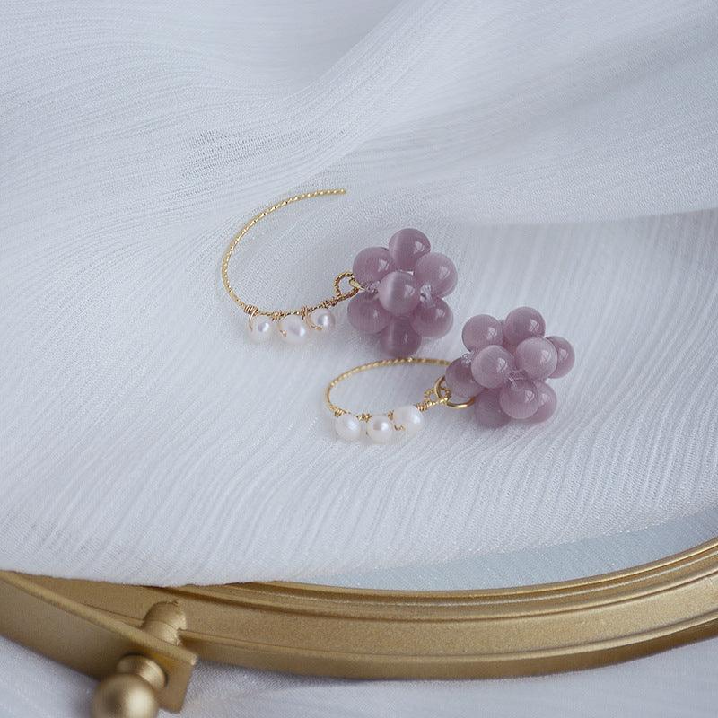 [Clearance] Grape Earrings - Cat's Eye Stone - Abbott Atelier