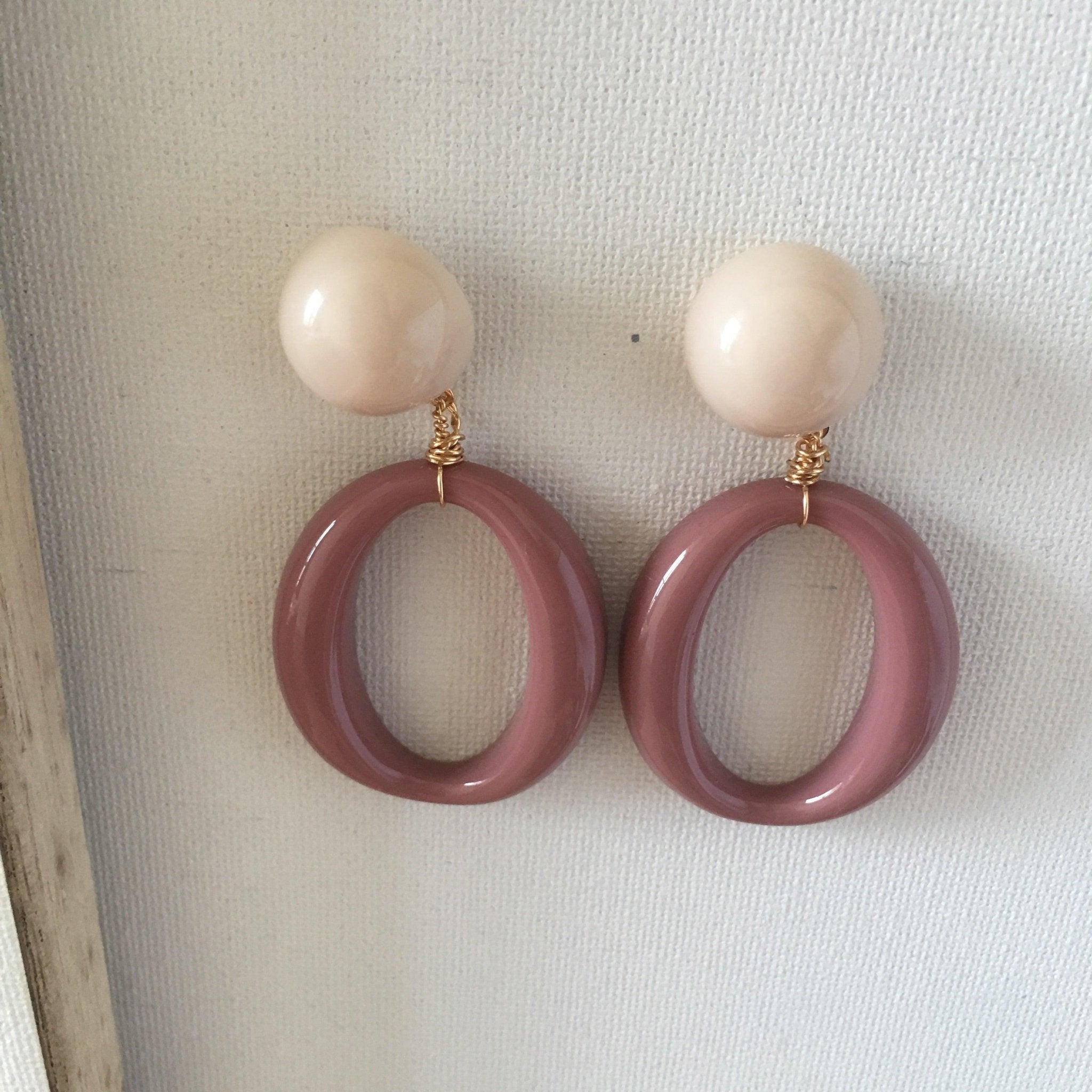 [Clearance] Pink Geometry Earrings - Hypoallergenic - Abbott Atelier