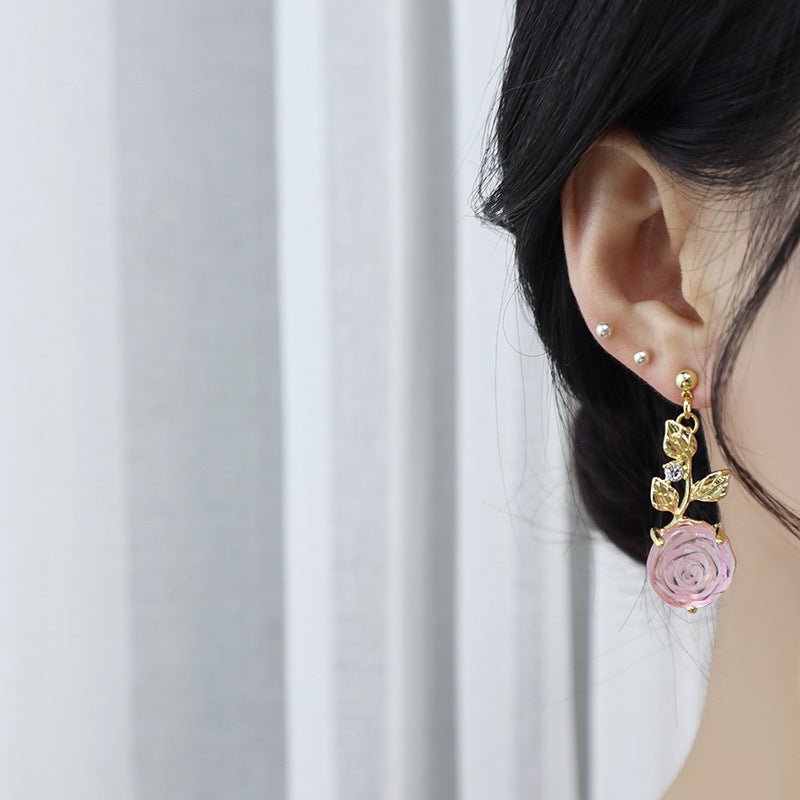 [Clearance] Pink Rose Earrings - Hypoallergenic - Abbott Atelier