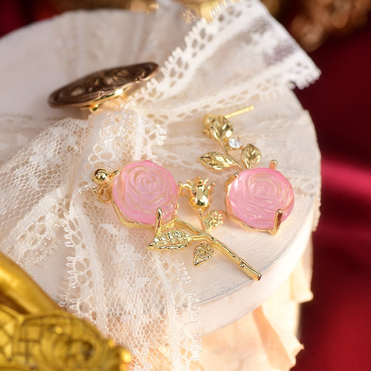 [Clearance] Pink Rose Earrings - Hypoallergenic - Abbott Atelier