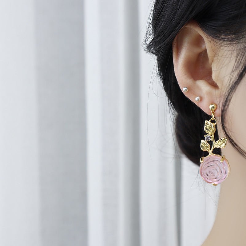 [Clearance] Pink Rose Earrings - Hypoallergenic - Abbott Atelier