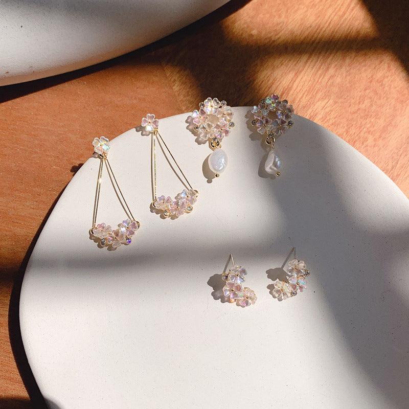 Dangly Shell Flower Earrings - Sabrina - Hypoallergenic - Abbott Atelier