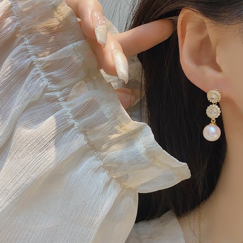 Diamond Pearl Earrings - Hypoallergenic - Abbott Atelier