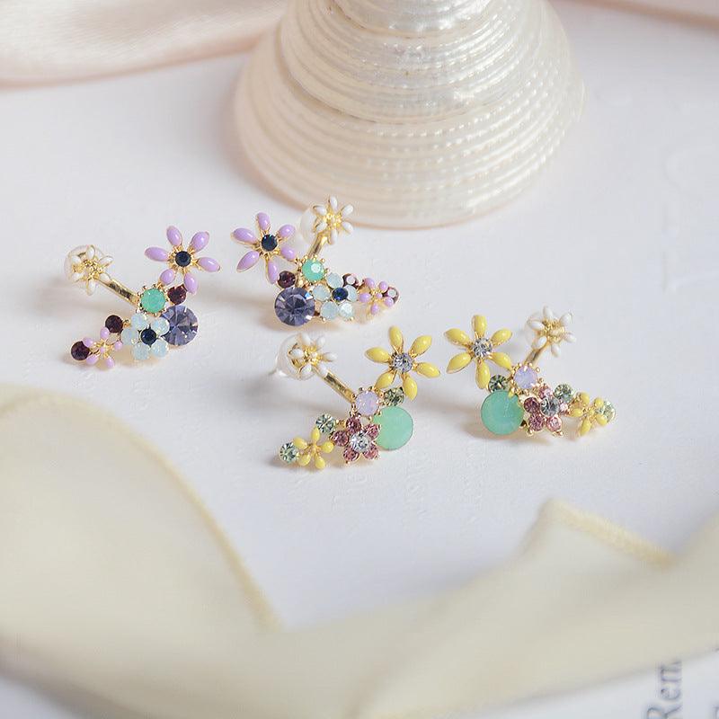 Floral Earrings (Purple/Yellow) - Hypoallergenic - Abbott Atelier