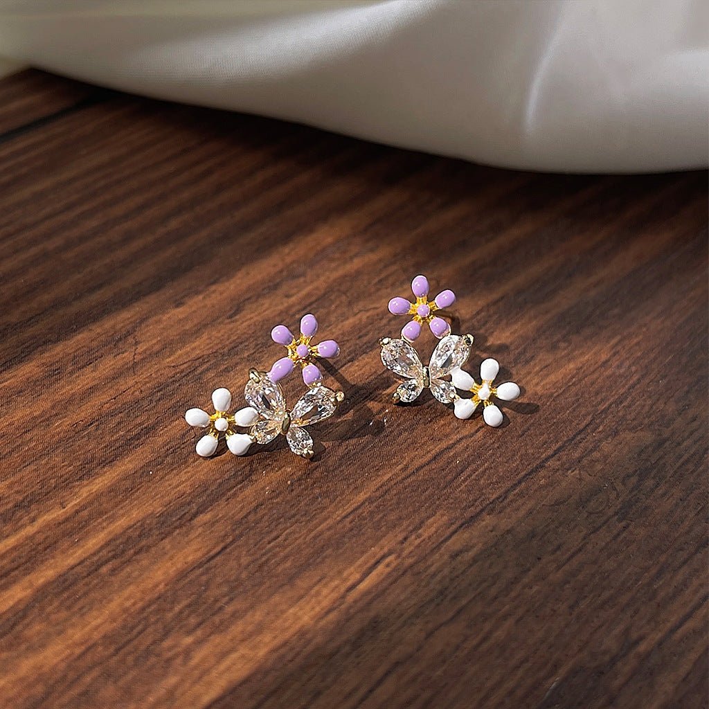 Flower Butterfly Earrings - Tatiana - Hypoallergenic - Abbott Atelier