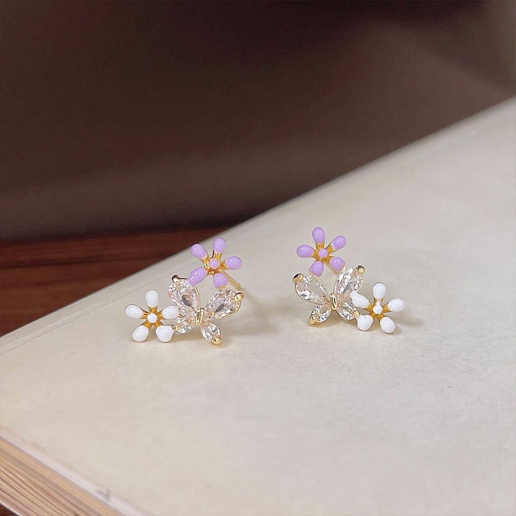 Flower Butterfly Earrings - Tatiana - Hypoallergenic - Abbott Atelier